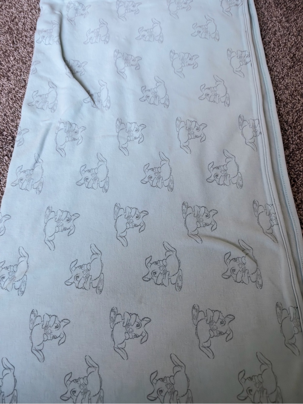 Disney Light Blue Baby Sheet with Gray Bunny Sketches